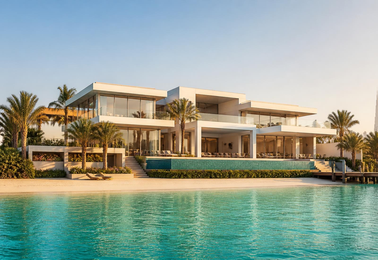 Waterfront mansion on the crystal lagoon at Tilal Al Ghaf, Dubai